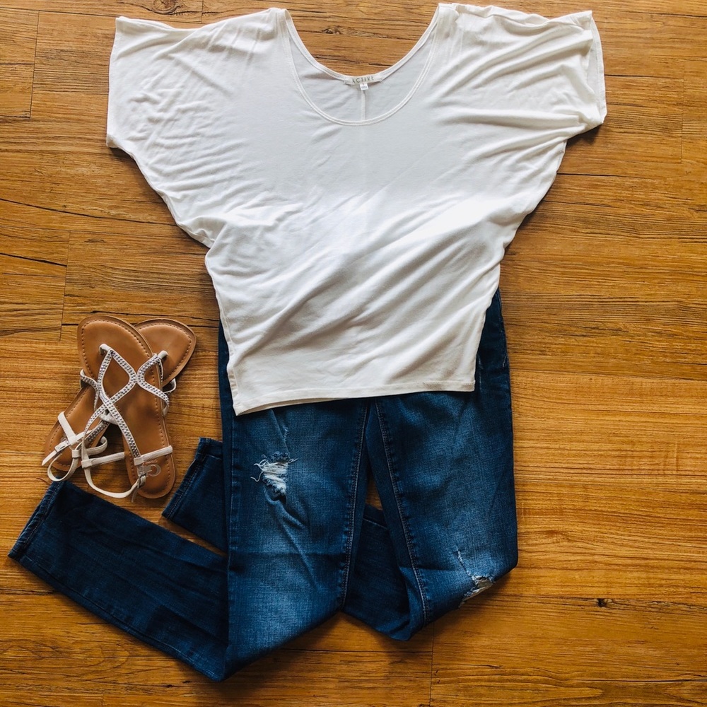 Express Distressed Skinnies - Medium/Dark Wash